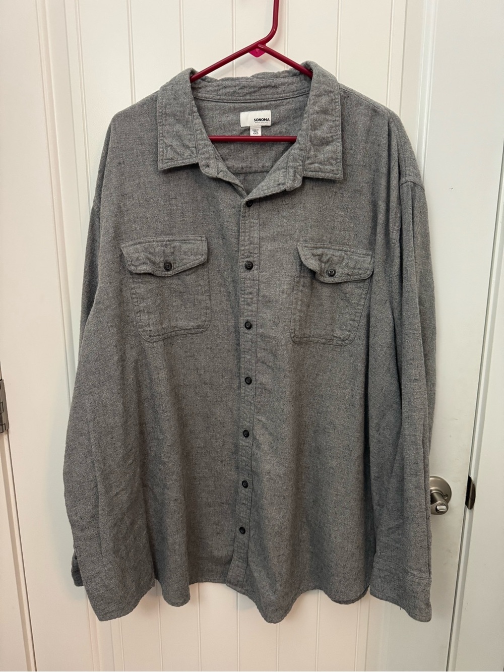 Sonoma Goods For Life Men’s Gray Flannel Button Down Shirt 4XB Big & Tall